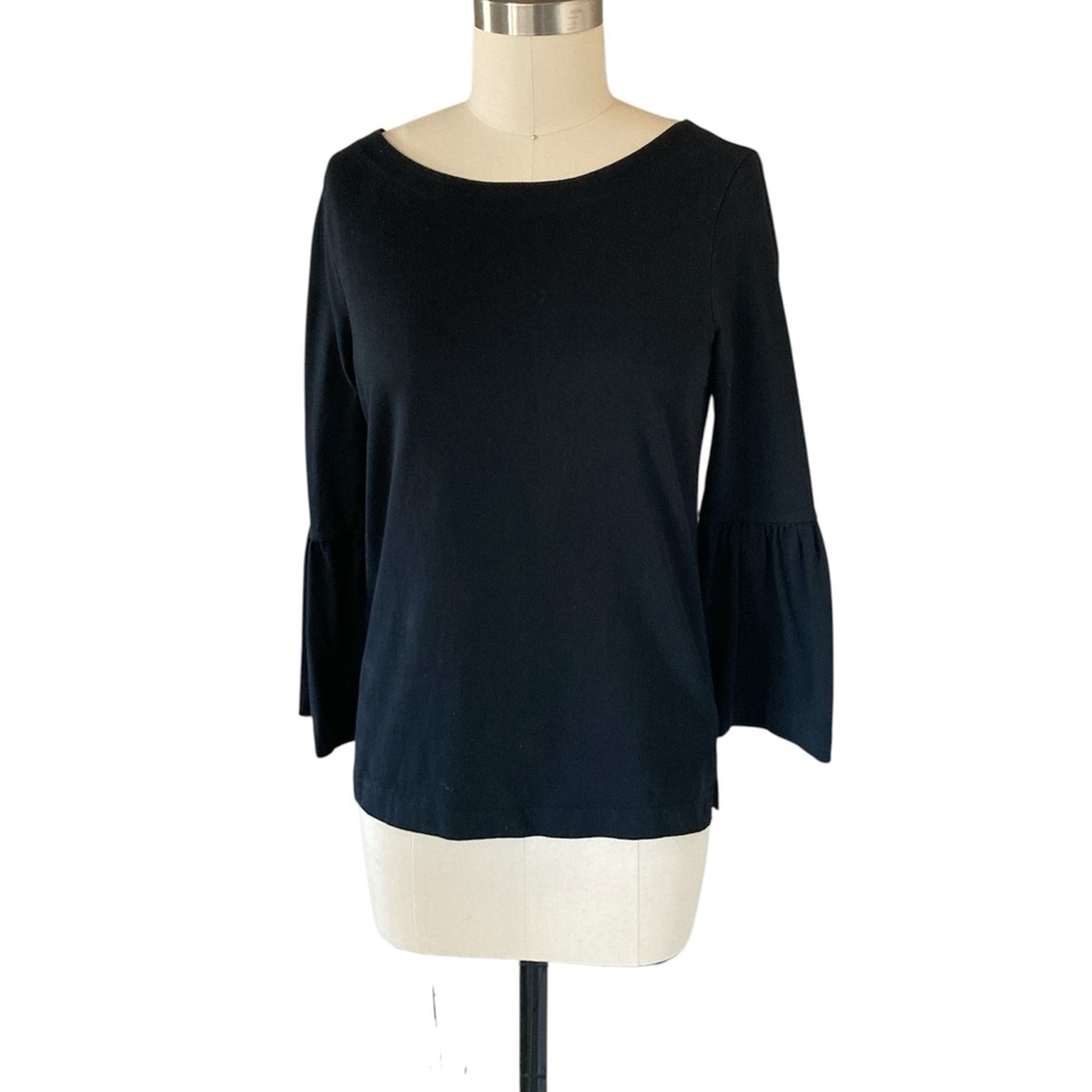 J. Crew Factory Black Bell-Sleeve 3/4 Sleeve Tshirt Tee Size XS G7286
